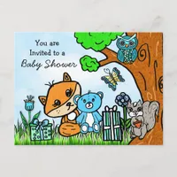 Little Fox Boy's Baby Shower Invitation Postcard
