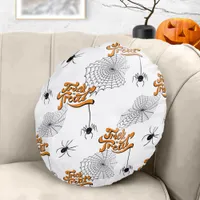 Trick or Treat Typography w/Spiders Pattern ID680 Round Pillow