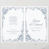 Elegant Vintage Vines Wedding Programs Dusty Blue