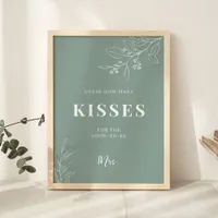 Kisses Sage Green Wedding Sign 