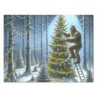 Sasquatch Decorating Christmas Trees Funny Tissue Paper