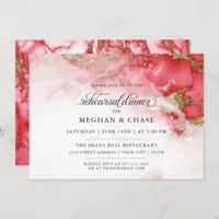 Rehearsal Dinner |  Modern Coral Watercolor Geode Invitation