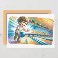 Bowling Party Boy's Anime Birthday Invite