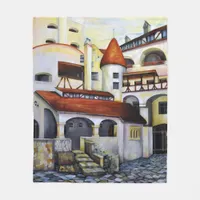 Dracula Castle - the interior courtyard Fleece Blanket