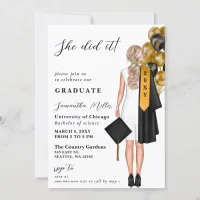 Modern Minimalist Photo She Did It Graduation Invitation