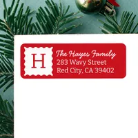 Personalized Modern Red Monogram Return Address Label
