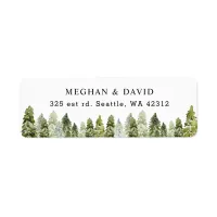 Rustic Watercolor Pine Winter Wedding Label