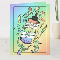 Rainbow Hair Don't Care Pastel Cartoon Dye Bottle Card