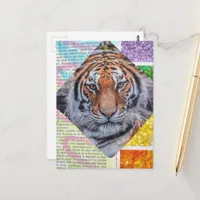 Colorful Unique Tiger Collage Postcard
