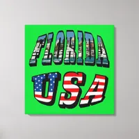 Florida Picture and USA Flag Text Canvas Print