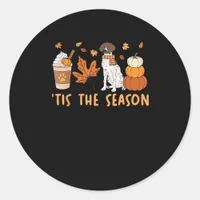 Tis The Season German Shorthaired Dog Fall Pumpkin Classic Round Sticker