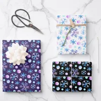 Cute Chic Snowflake Watercolour Christmas Wrapping Paper Sheets