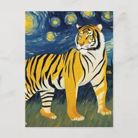 Tiger in a starry night  postcard