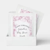 Pink Hydrangea Flowers Baby is Brewing Shower Tea Bag Drink Mix