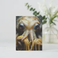 Funny Octopus Eating Spaghetti Postcard