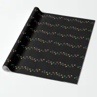 Pretty Christmas Lights on Black Background Wrapping Paper