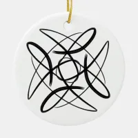 Black and White #16 Square Scroll Doodle Ceramic Ornament