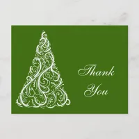 Green Christmas Tree Winter Thank You Postcard