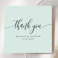 Pastel Mint Minimalist Script Wedding Thank You Card