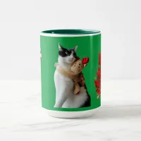 White and Black Cat & Reindeer Christmas Toy Mug