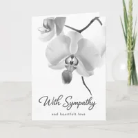 Black and White Orchids on the Stem Sympathy Card