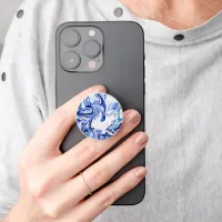 Cute Modern Elegant Blue White Marble PopSocket