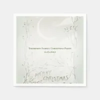 Crescent Moon Frozen Wild Flowers Christmas Dinner Napkins