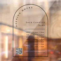 Elegant Black Arch Business Opening Hours QR Code Window Cling
