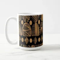 Caribbean Tribal Mudcloth: Black, Gold Coffee Mug