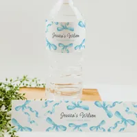 Blue Bow  Water Bottle Label