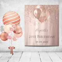 Birthday rose gold balloons name tapestry