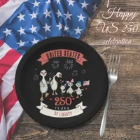 Cute Geese Family US 250 Years of Liberty Paper Plates