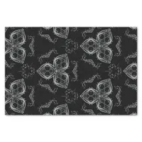 Delicate Filigree Ornaments on Black Background Tissue Paper