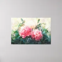 *~* Peony TV2 Vintage Art Stretched Canvas Print