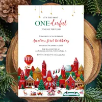 Winter Wonderland Onederful Christmas 1st Birthday Invitation