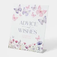 Advice and Wishes Baby Shower Butterfly Floral Pedestal Sign