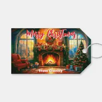 Merry Christmas warm indoor  Christmas scenery  Gift Tags