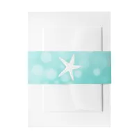 Teal Starfish Bubbles Wedding Belly Bands Invitation Belly Band