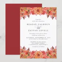 Burgundy Terracotta Fall Floral Wedding Invitation