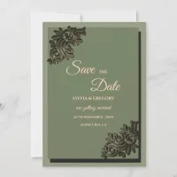 Modern Luxury Earth tone Sage Green & Gold Classic Save The Date