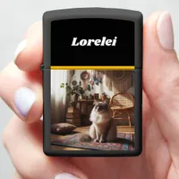 Ragdoll Cat Relaxing in Cozy Living Room Zippo Lighter