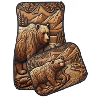 Scenic Leather Bear River Scene Car Floor Mat