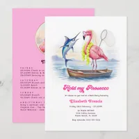 Funny Prosecco Flamingo Beach Bachelorette Weekend Invitation