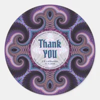 Mystical Energy Fractals Purple Thank You Stickers