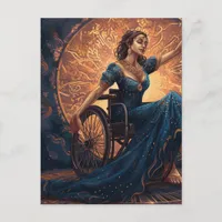 Woman in a wheelchair dancing joyfully postcard