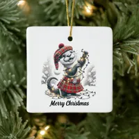 Scottish Christmas Otter Christmas Ceramic Ornament