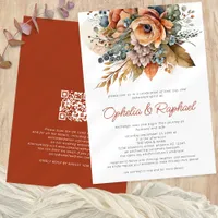 Boho Fall Florals Terracotta Bohemian Wedding Invitation