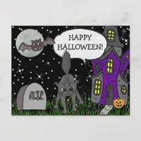 Happy Halloween Black Cat Postcard