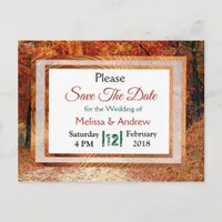 Fall  Autumn Leaves Wedding Save the Date Announcement Postcard