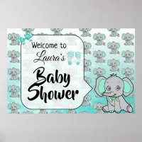 Welcome Elephant Themed Baby Shower Banner Poster